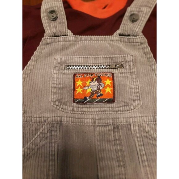A little Angel Vintage 70s Toddler Boy Corduroy Overalls Football 12 Months - Picture 2 of 13